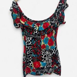 Y2K Wet Seal Funky Floral and Leopard Print Going Out Top
